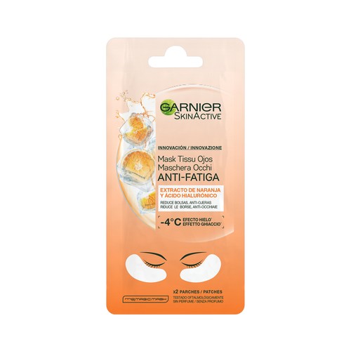 GARNIER Skin active Mascarilla de tela para el contorno de los ojos, anti-fatiga y anti-ojeras.