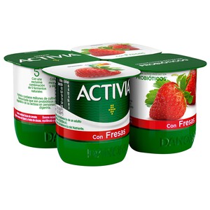 ACTIVIA Bífidus con trocitos de fresas ACTIVIA de Danone 4 x 120 g.