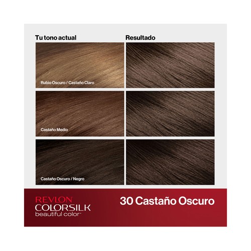 REVLON Colorsilk tono 30 Castaño oscuro Coloración permanente sin amoniaco.