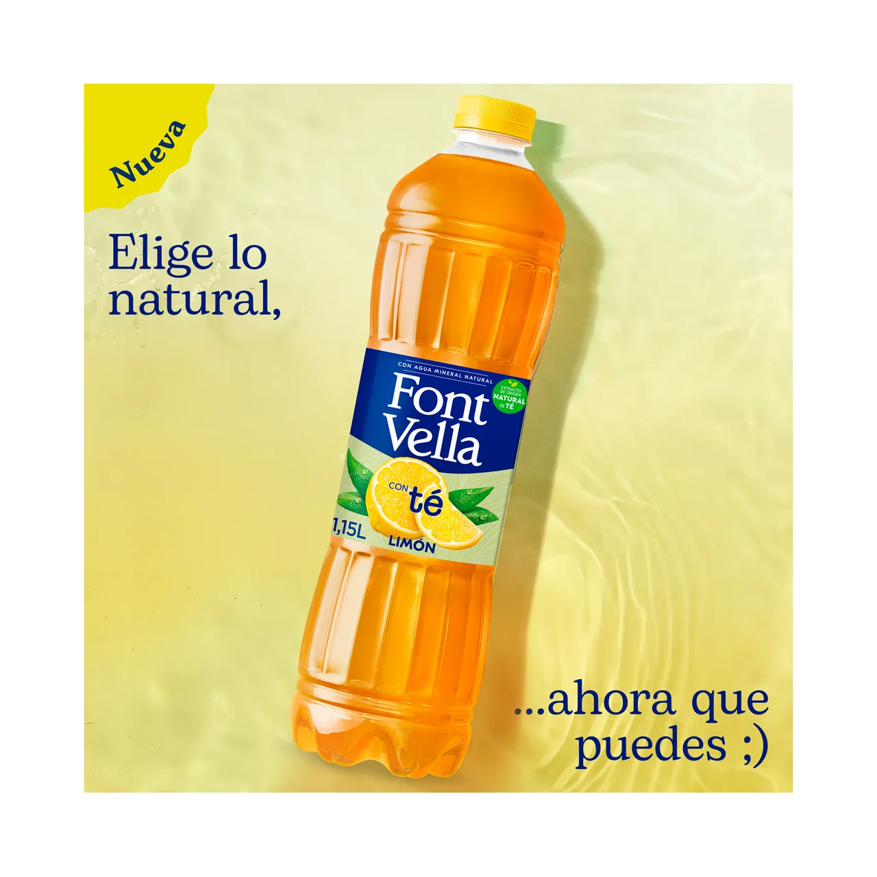 Agua mineral natural con extracto de té sabor limón 1,15 l.