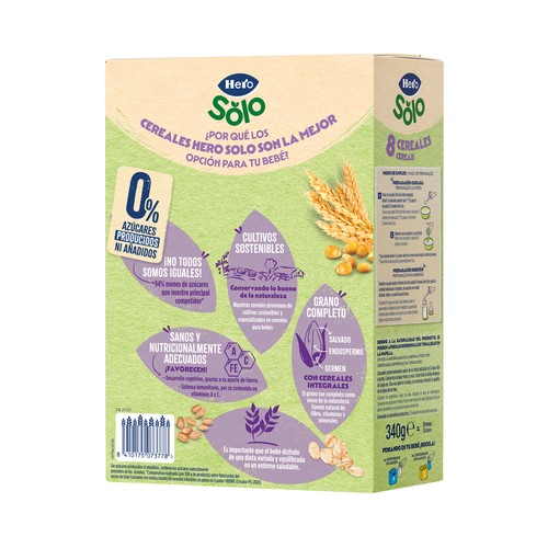 HERO Solo Papilla de 8 cereales a partir de 6 meses 340 g.