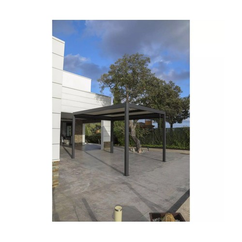 Pérgola bioclimática 4x3 metros, lamas de color blanco, GARDENSTAR.