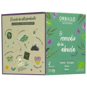 Imagen de ORBALLO El remedio de la abuela Infusión ecológica a base de tomillo, eucalipto, menta y malva 12 uds.