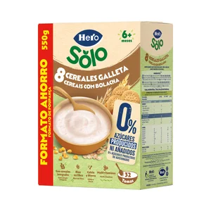 HERO Solo Papilla de 8 cereales y galleta a partir de 6 meses 550 g.