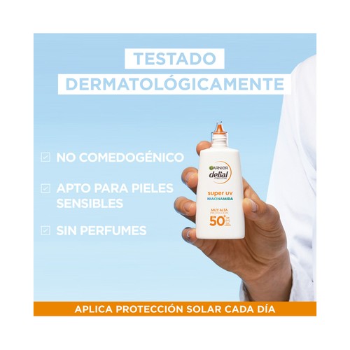 DELIAL Super uv de Garnier Protector solar facial con acción anti-imperfecciones y FPS 50+ 40 ml.