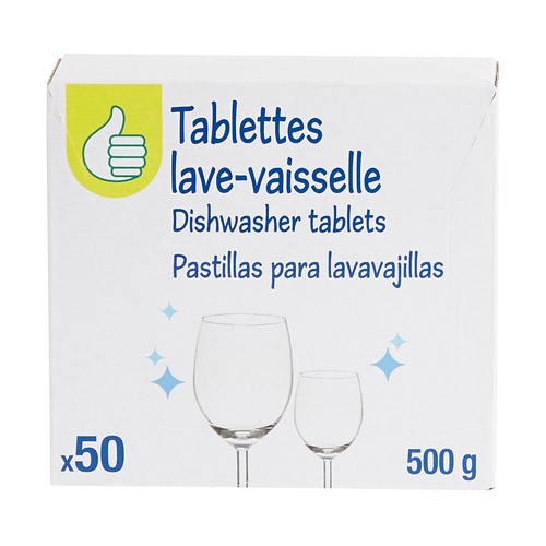 PRODUCTO ECONÓMICO ALCAMPO Detergente para lavavajillas PRODUCTO ECONÓMICO ALCAMPO 50 dosis 500 g.