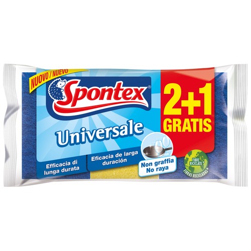 SPONTEX Estropajos fibras con esponja, no raya SPONTEX UNIVERSALE 2 + 1 uds.
