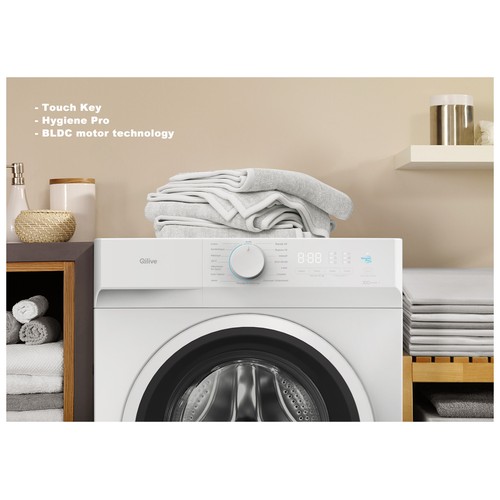Lavadora QILIVE Q.6659 8KG, clasificación energética: B, 1400RPM, H: 85cm, A: 60cm, F: 61cm.