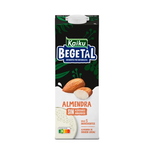 Bebida de almendras 100% vegetal, sin azúcares añadidos KAIKU Begetal 1 l.