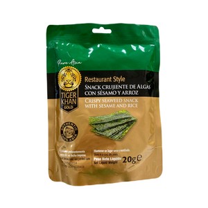 Snack de algas crujientes con sésamo y arroz 20 g.