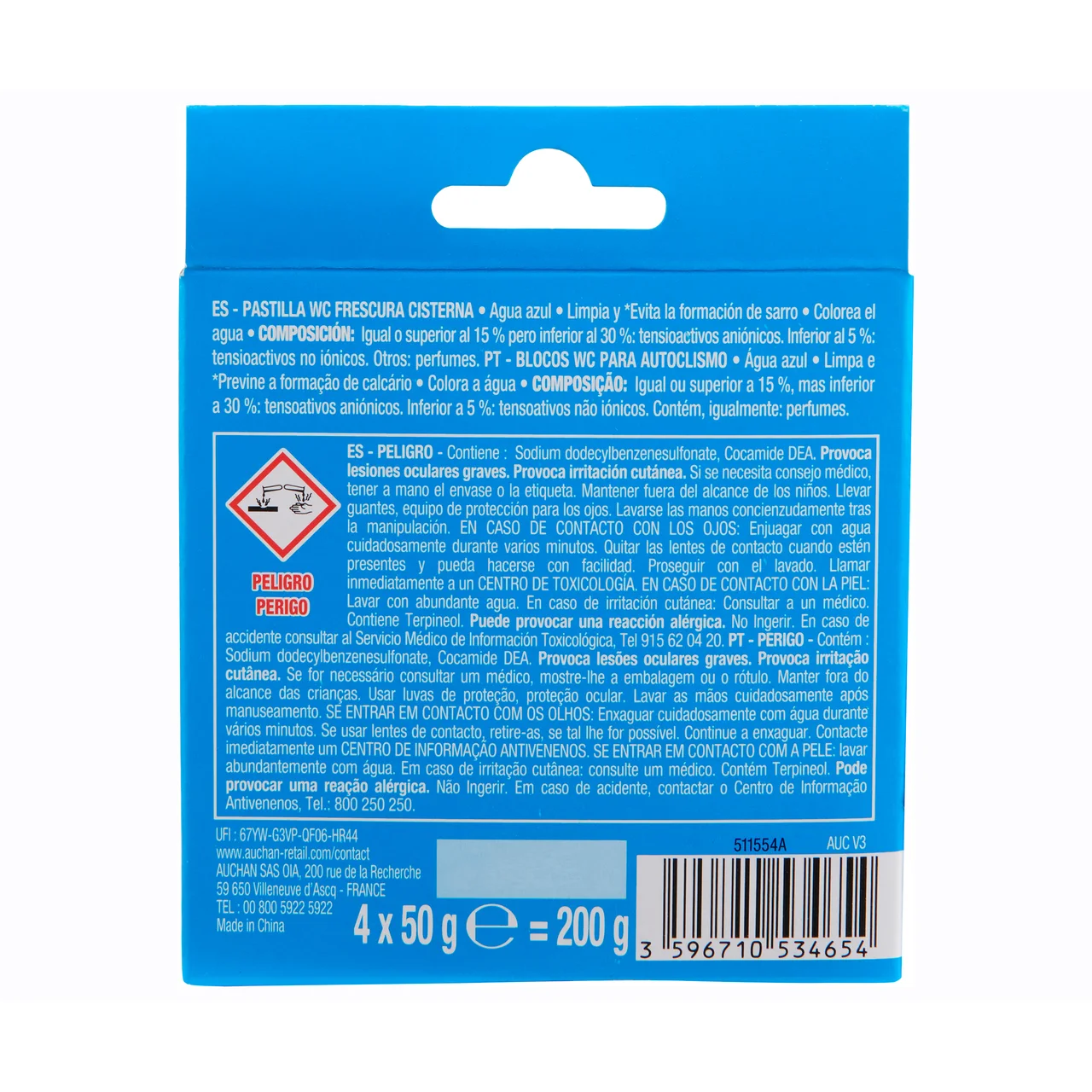 PRODUCTO ALCAMPO Pastillas para cisterna que tiñe el agua de azul 4 uds