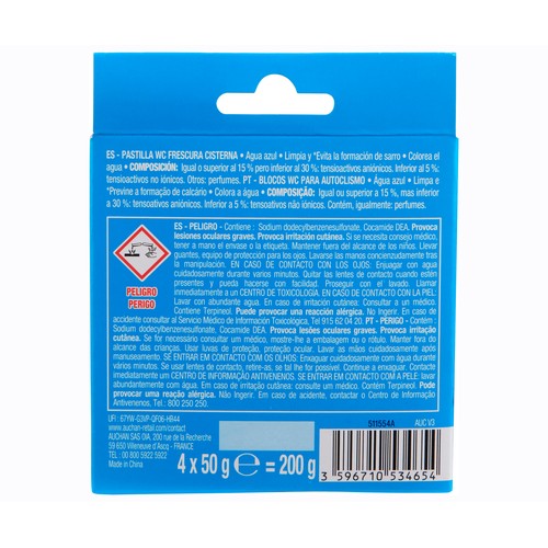 PRODUCTO ALCAMPO Pastillas para cisterna que tiñe el agua de azul 4 uds