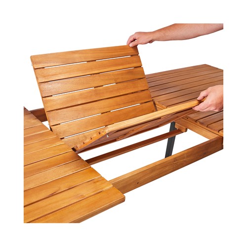 Mesa de jardín extensible de madera de acacia FSC, 1,8/2,4x0,9 m. Lagos GARDEN STAR ALCAMPO.
