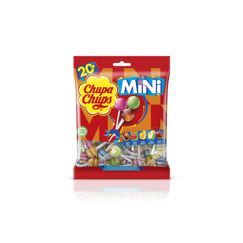 CHUPA CHUPS Mini Caramelo con palo de papel de sabores variados 20 uds.