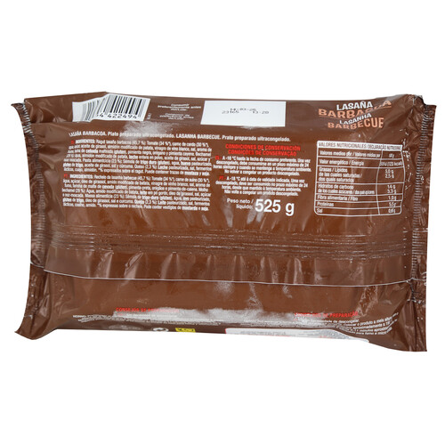 AUCHAN Lasaña con carne de cerdo a la barbacoa 525 g. Producto Alcampo