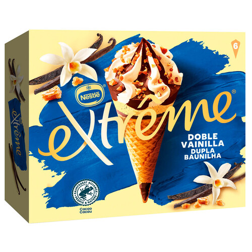 EXTRÈME Cono de helado de vainilla y chocolate con trocitos de almendras  x 70 g.