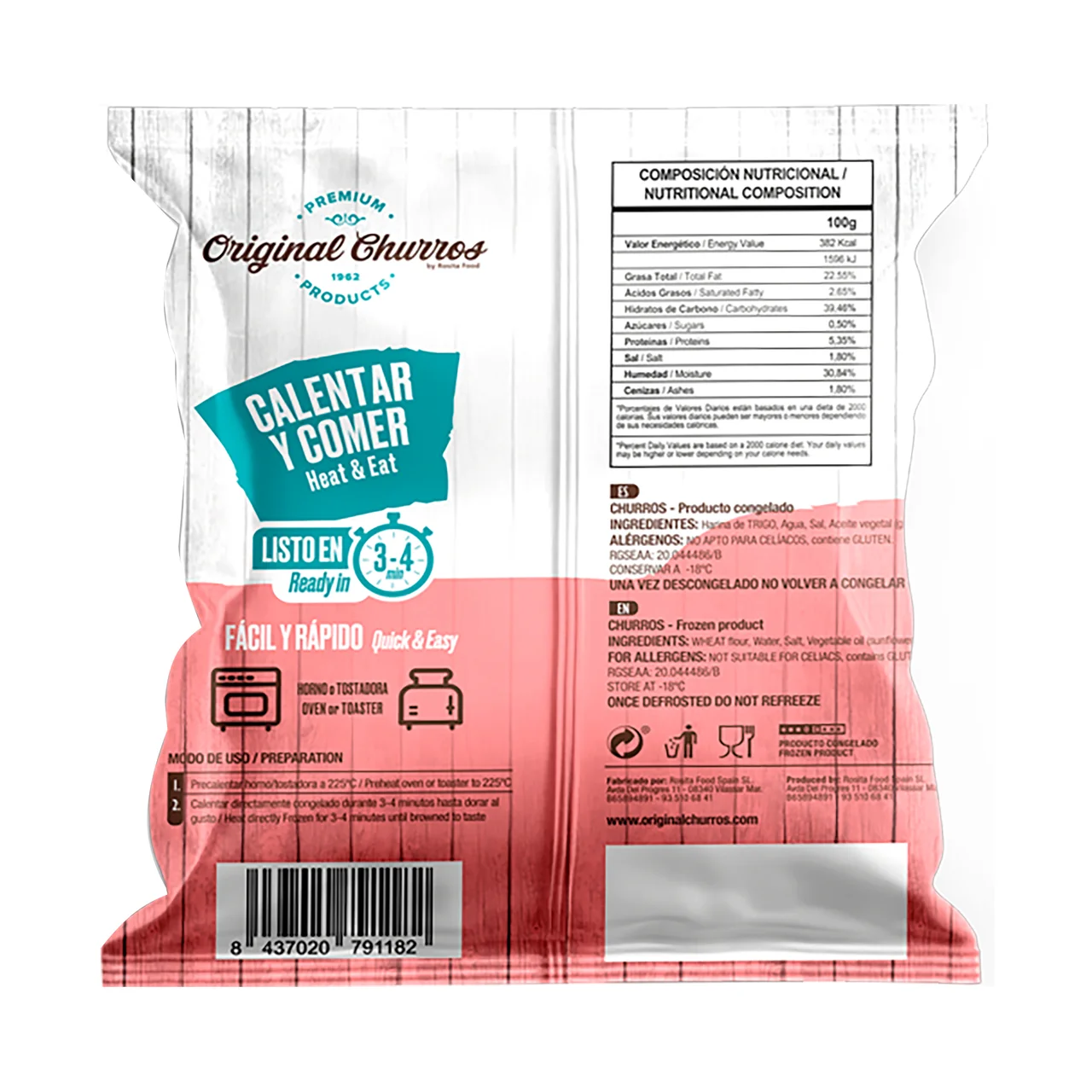 Original Churos congelados elaborado con la receta original y sin conservantes 250 g.