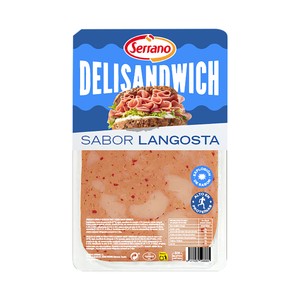 SERRANO Delisandwich Fiambre de pavo y cerdo con sabor a langosta, cortado en lonchas 90 g.