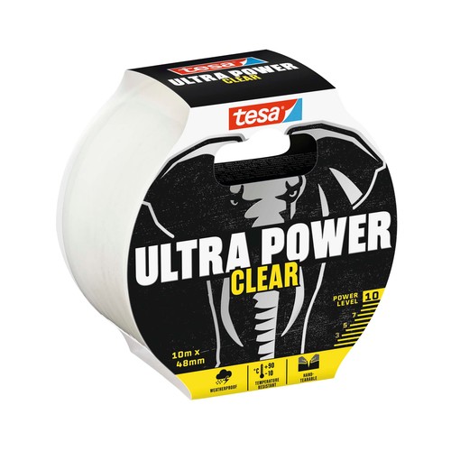 Cinta de reparación transparente, 10m x 48mm, TESA Ultra Power Clear.