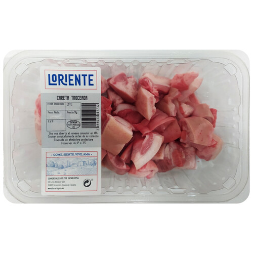 Alcampo Bandeja de careta fresca de cerdo sin oreja troceada a tacos LORIENTE