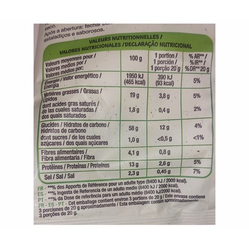 PRODUCTO ALCAMPO Bio Snacks de lentenjas ecológicas 60 g.