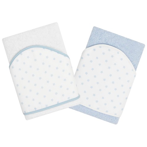 Capa de baño para bebés de 75x75cm,  blanco y azul, PISPAS.