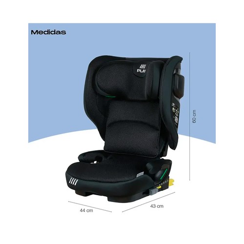 Elevador auto PLAY Two I-size color negro,100-150 cm, cabezal ajustable multiposiciones, 5 posiciones de reclinado