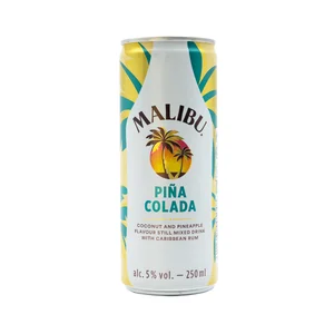 MALIBU Combinado de ron blanco caribeño con un toque de coco y piña (Piña colada) lata 25 cl.