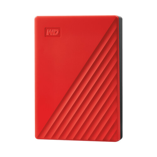 Disco duro externo 2TB WD My Passport rojo, tamaño 2,5, conexión USB 3.0.