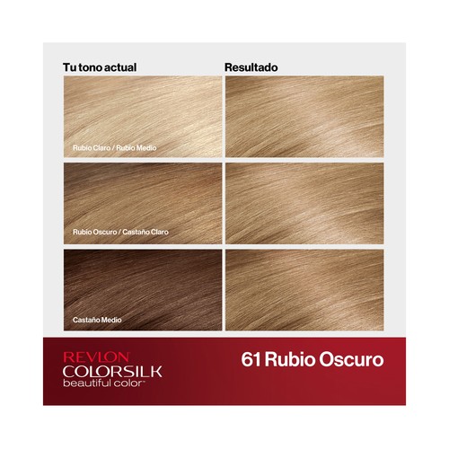 REVLON Colorsilk tono 61 Rubio oscuro Coloración permanente sin amoniaco.
