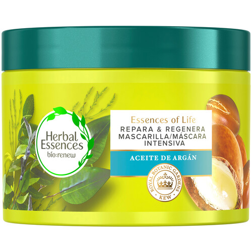 HERBAL ESSENCES Mascarilla capilar reparadora y regeneradora con aceite de argán HERBAL ESSENCES Bio:renew 450 ml.