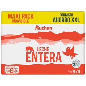 precios Auchan Leche De Vaca Entera, Maxi Pack Ahorro Xxl 9 X 1 L Producto Alcampo. en Alcampo