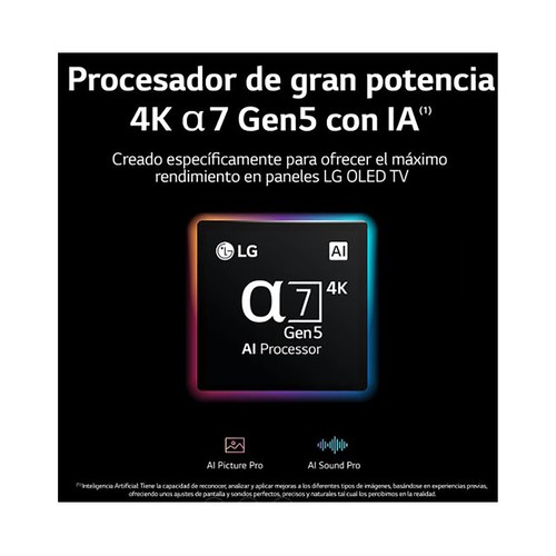 Televisión 139 cm (55") OLED LG 55A26 4K, HDR 10 PRO, SMART TV, WIFI, BLUETOOTH, TDT T2, USB reproductor y grabador, 3HDMI, 50HZ.