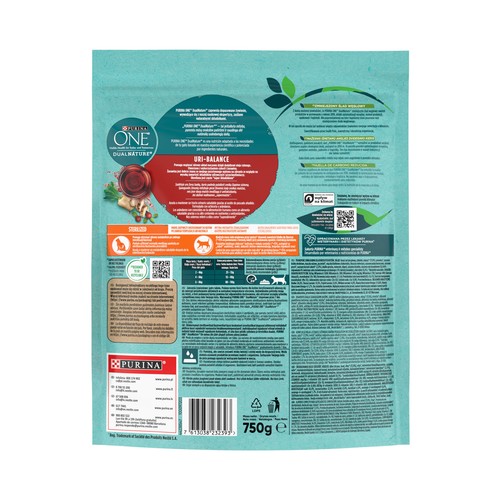 PURINA One dual nature Alimento para gatos esterilizados que ayuda a mantener el tracto urinario saludable 750 g.