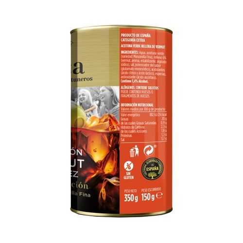 JOLCA Aceituna rellena de vermut D.O Jerez,150 g.