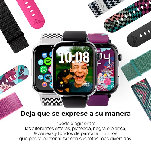 Smartwatch SAVEFAMILY SaveWatch Plus 2, Esfera Plata, Correa de Tela Ocean"..