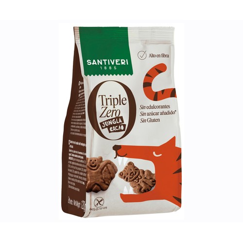 SANTIVERI Galletas jungla triple cacao zero sin gluten 120 g.