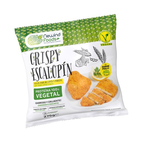 NEWIND FOODS Escalopin de proteína 100% vegetal, con un toque de limón y perejil y sabor a pollo  270 g.