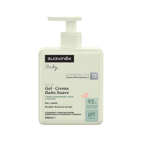 SUAVINEX Gel - crema pediátrico sin jabón, para cuerpo y cabello 500 ml.