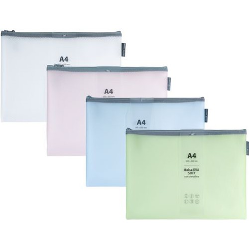 Bolsa zipper A4 en colores mate surtidos GRAFOPLAS.