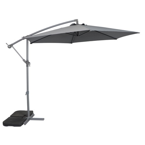 Parasol poliéster color gris 360º 3x2,45 metros, GARDENSTAR.