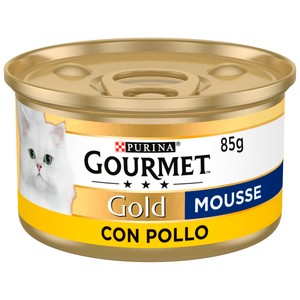 PURINA GOURMET Gold Comida para gatos húmeda, Mousse de Pollo tarrina 85 g.