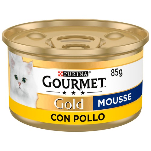 PURINA GOURMET Gold Comida para gatos húmeda, Mousse de Pollo tarrina 85 g.