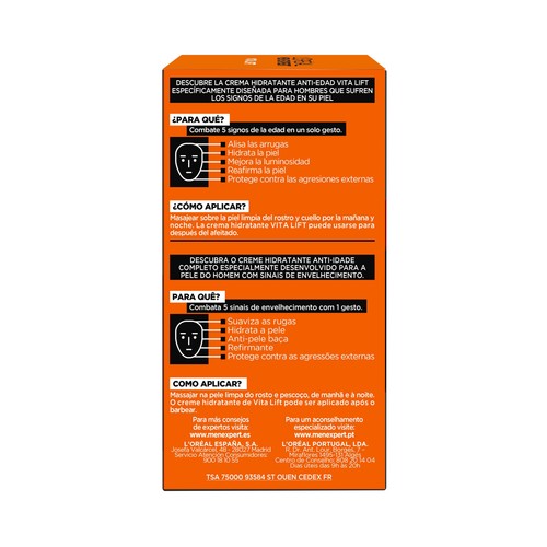 L´ORÉAL MEN EXPERT Crema hidratante con acción integral anti-edad L"ORÉAL MEN EXPERT Vitalift 50 ml.