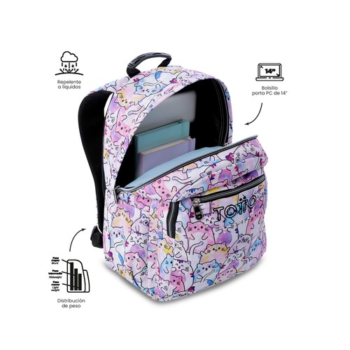 Mochila acuareles glitter - paws. TOTTO