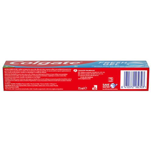 COLGATE Fresh Pasta de dientes en gel para dientes fuertes y aliento fresco 75 ml.