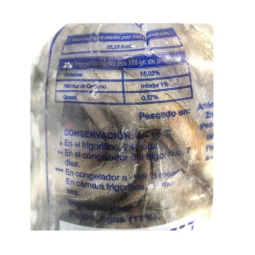 GALLEGO PEREIRA Pulpo crudo y congelado de las Rías gallegas entero 1.2 kg.