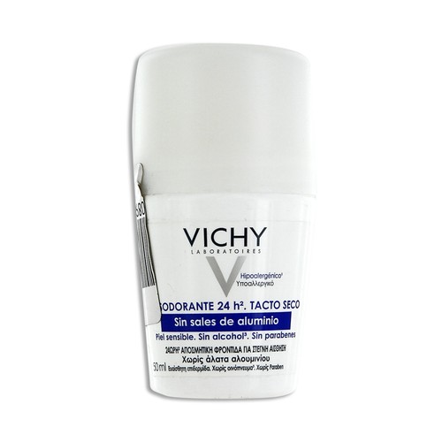 Desodorante roll on sin sales de aluminio, sin alcohol y sin parabenos VICHY 50 ml.