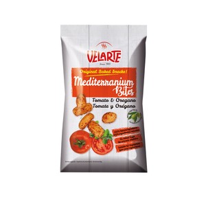 Imagen de VELARTE Mediterraneum Bites Snack palitos de pan crujiente con sabor a tomate y orégano 80 g.