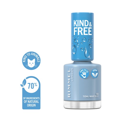 RIMMEL Kind & free tono 152 Tidal wave blue Laca de uñas a base de plantas, 8 ml.